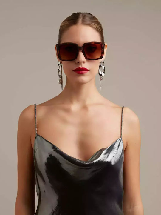 Okkia Alessia Woman Sunglasses With Brown Tartaruga Horn-Rimmed Frame And Brown Lens OK027CH