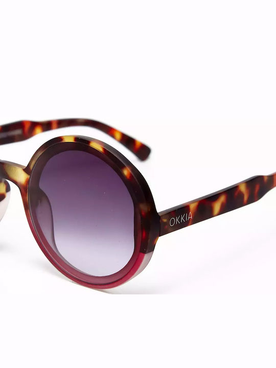 Okkia Monica Women's Sunglasses with Brown Tartaruga Plastic Frame and Pink Gradient Lens OK014HP