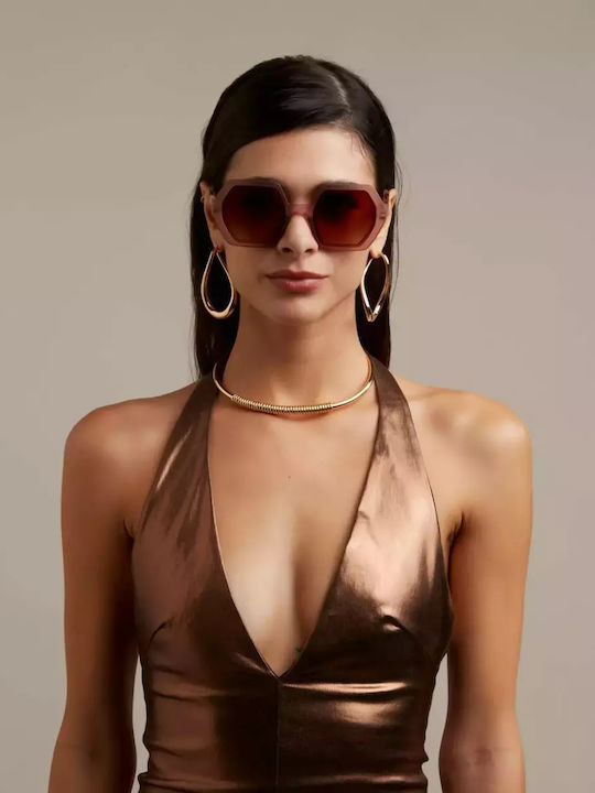 Okkia Emma Women's Sunglasses with Brown Tartaruga Plastic Frame OK015PH