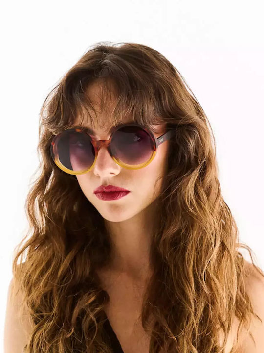 Okkia Monica Women's Sunglasses with Brown Tartaruga Plastic Frame and Purple Gradient Lens OK014HY