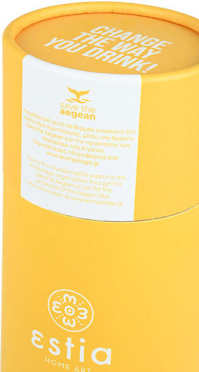 Estia Travel Flask Lite Save the Aegean Recyclable Bottle Thermos Stainless Steel BPA Free 500ml Pineapple Yellow