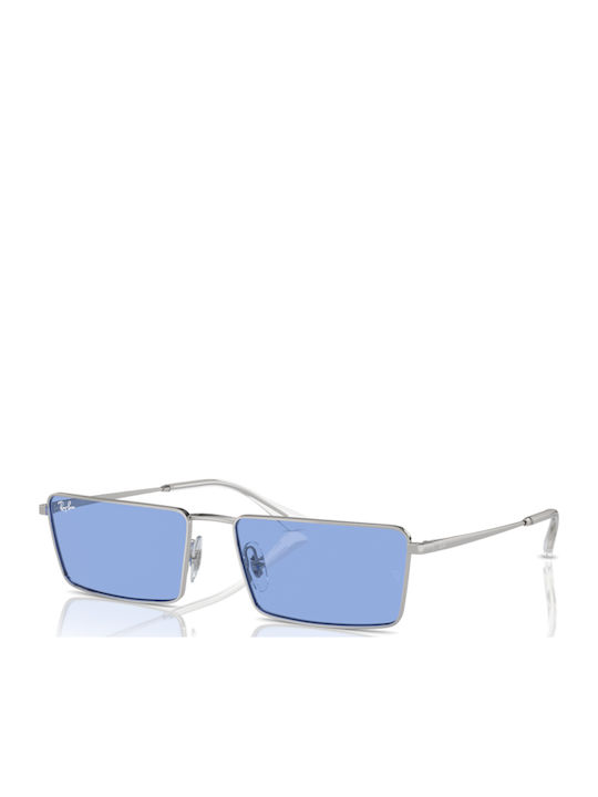 Ray Ban Unisex Ochelari de soare cu Argintiu Cadru și Albastru Oglindă Lentilă RB3741 003/80