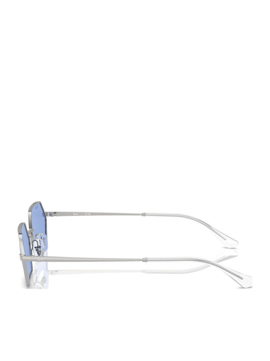 Ray Ban Unisex Sonnenbrille mit Silber Metall Gestell und Blau Linse RB3728 003/80