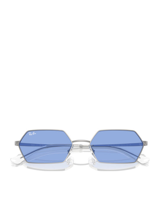 Ray Ban Unisex Sonnenbrille mit Silber Metall Gestell und Blau Linse RB3728 003/80