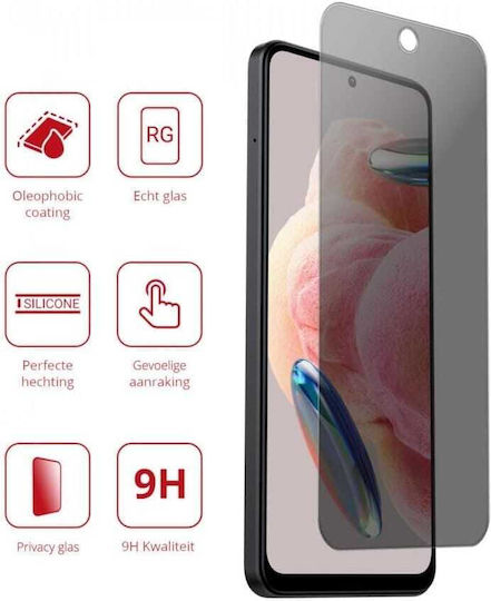 Rosso Kratzfest 2.5D Privatsphäre Vollflächig gehärtetes Glas Schwarz (Redmi 12 4G / Redmi 12 5G)