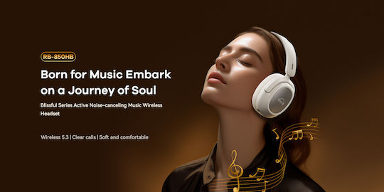 Remax RB-850HB Ασύρματα Bluetooth Over Ear Ακουστικά με 100 ώρες Λειτουργίας Λευκά