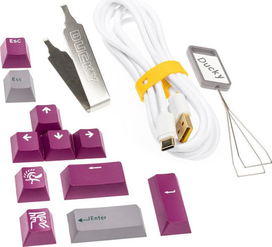 Ducky One 3 Mist Gaming Mechanical Keyboard with Cherry MX Ergo Clear Switches and RGB Lighting English US Gray PBT