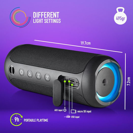 NGS Roller Furia 2 Waterproof Bluetooth Speaker 15W with Radio and Battery Life up to 9 hours Black