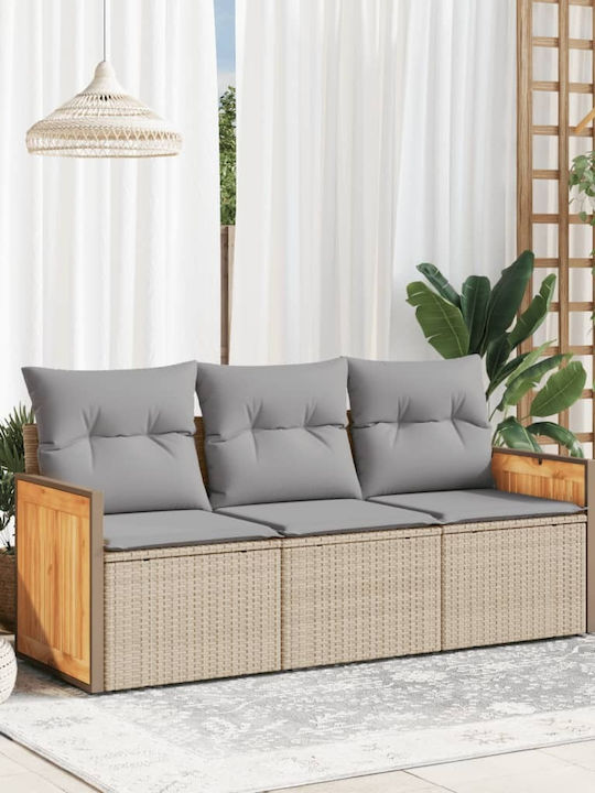 vidaXL Tree-Seater Outdoor Rattan Sofa with Cushions 55x55x69cm