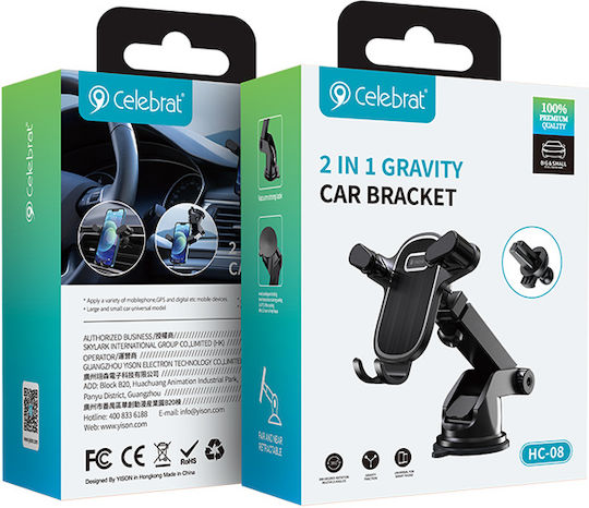 Celebrat Auto-Smartphone-Halterung Hc-08, Armaturenbrett und Lüftungsschlitze, Schwarz (6925146970083) (bis zu 6 zinsfreie Raten)