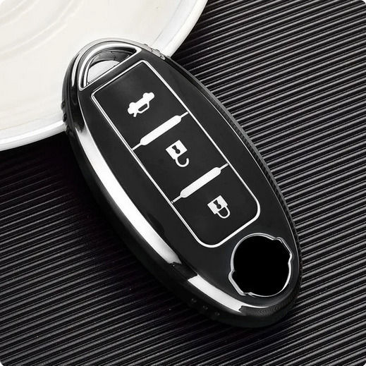 Car Key Cover Case made of with 3 Buttons for Nissan / Mercedes Benz in Black Color