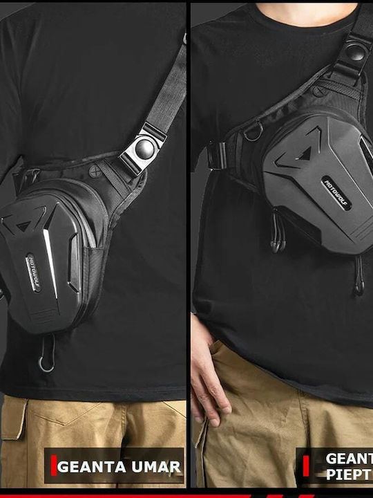 Motowolf Motorcycle Leg/shoulder Bag, Stretch, Hardshell, Quick Release, Black