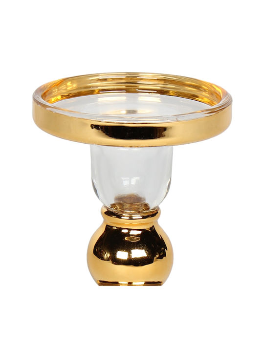 Glass candlestick Φ8,5x11 H. Gold - Keskor 06924