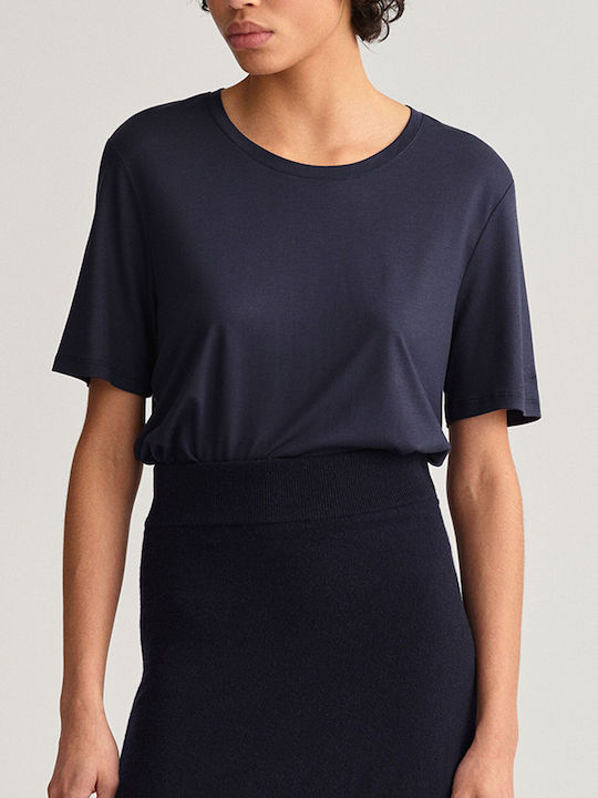 Gant Bluze Damă cu Drapaj Tricou Ss 3gw4200241-433 Albastru Marin Gant Bluze Damă cu Drapaj Tricou Ss 3gw4200241-433 Albastru Marin