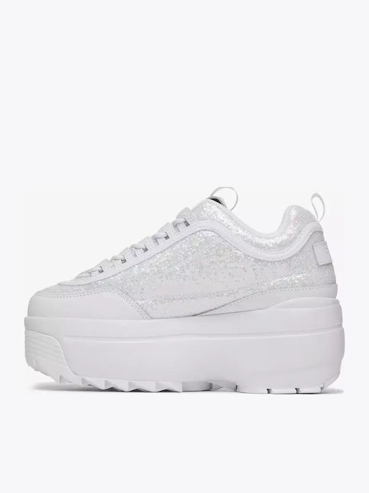 Fila Disruptor II Wedge Special Glitter Chunky Sneakers White