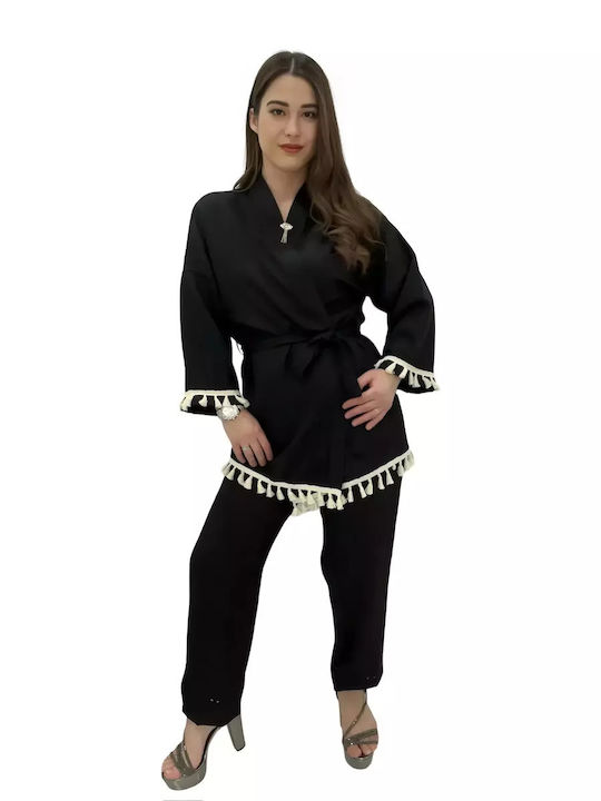 Damen-Kimono-Set in Schwarz Kollektion 2023-2024