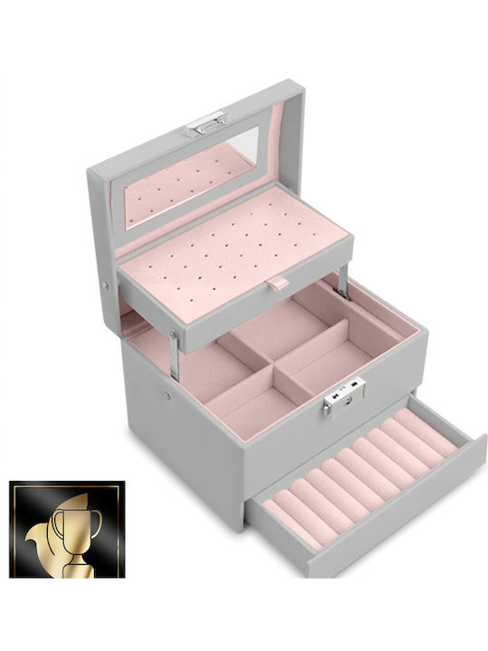 Go Clever Jewellery Box with Mirror 17.5x13.7x12.3cm
