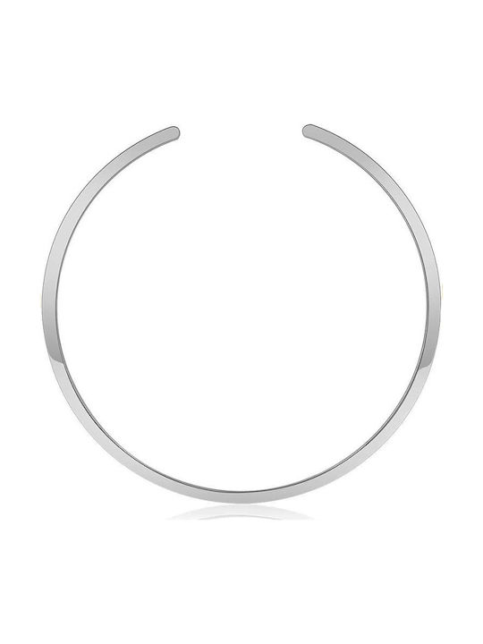 Jt Women's Steel Halskette Halskette/Stab gebogen offen Silber