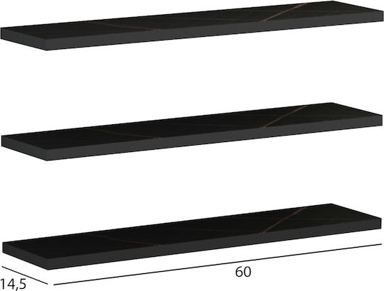 Wandregal Fb98966.13 Melamin in Schwarz Marmor 60x14,5 cm