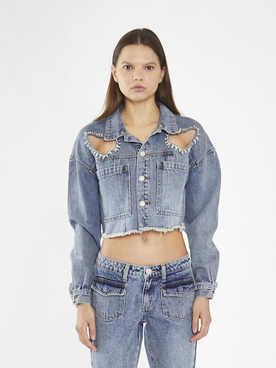 Glamorous Women's Slim Fit Denim Jacket An4695 Heavy Vintage Denim An4695
