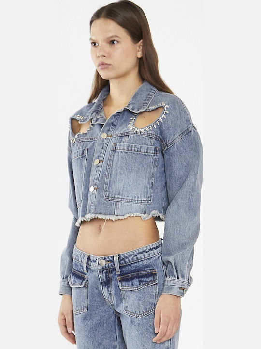 Glamorous Women's Slim Fit Denim Jacket An4695 Heavy Vintage Denim An4695