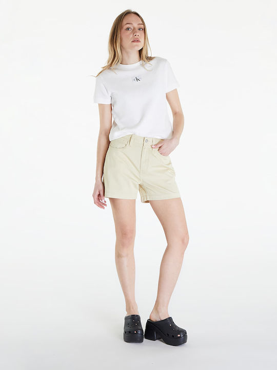 Calvin Klein Jeans Woven Label Mom Short Green Haze