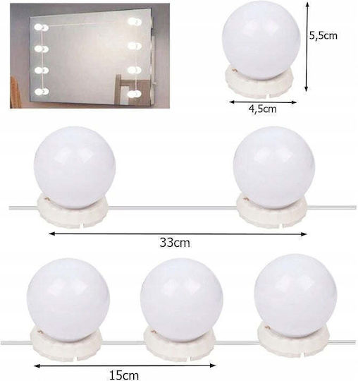 USB Vanity Mirror LED Light Warm White 1.6W 500cm