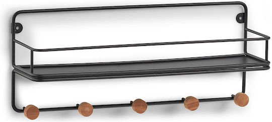 Zeller-wood Steel Hanger, Metal/bamboo, 45x11.8x18 Cm, Black