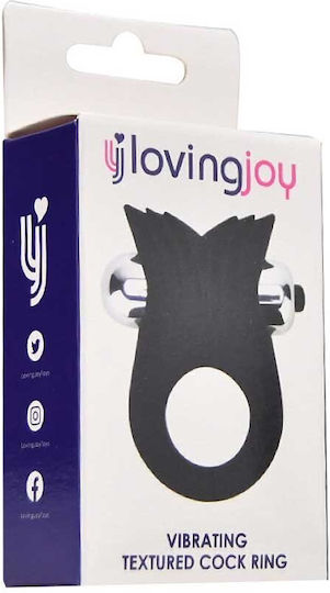 Silicone Vibrating Textured Cock Ring Black Loving Joy