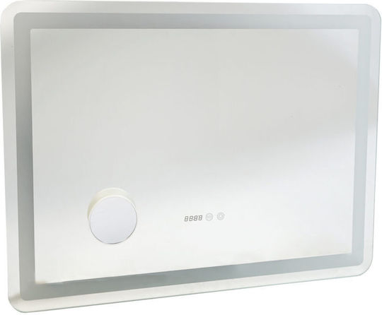 Lightex Μεγεθυντικός Ορθογώνιος Καθρέπτης Μπάνιου Led Αφής από Μέταλλο 80x60cm Διάφανος