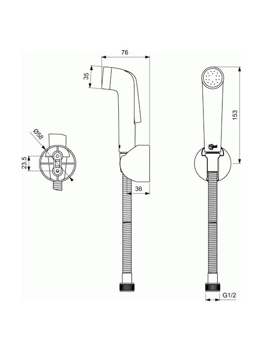 Sanitary Shower Ideal Standard Ideal Spray, With Wall Holder, Automatic Flow Regulator