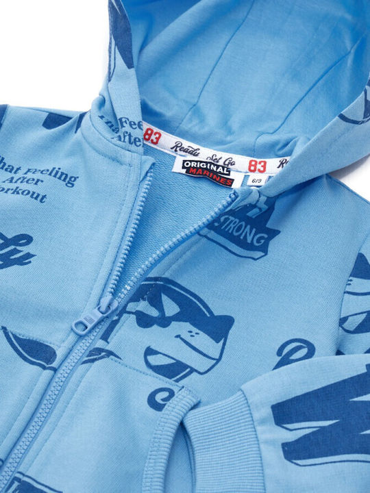 Kinder-Sweatshirt Strickjacke mit Kapuze Hellblau