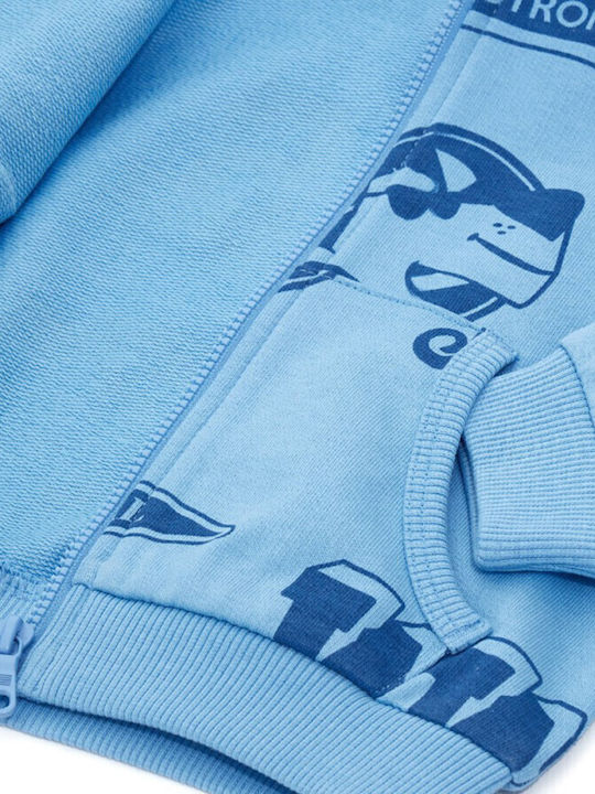 Kinder-Sweatshirt Strickjacke mit Kapuze Hellblau