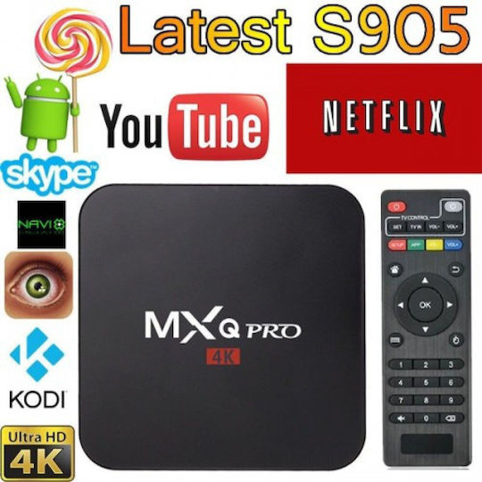 TV Box MXQ Pro 4K 4K UHD with WiFi USB 2.0 1GB RAM and 8GB Storage Space with Operating System Android 5.1