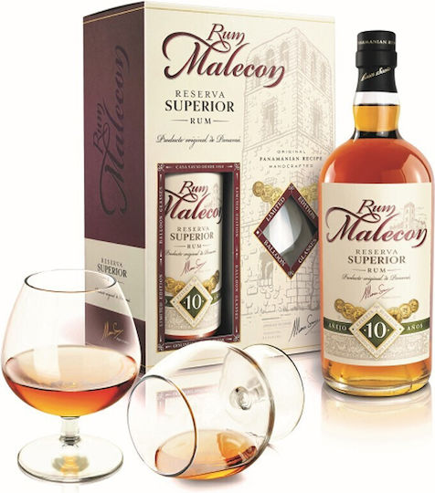 Rum Malecon Reserva Superior 10 Years Gift Box 700ml + 2 Balloon Glasses