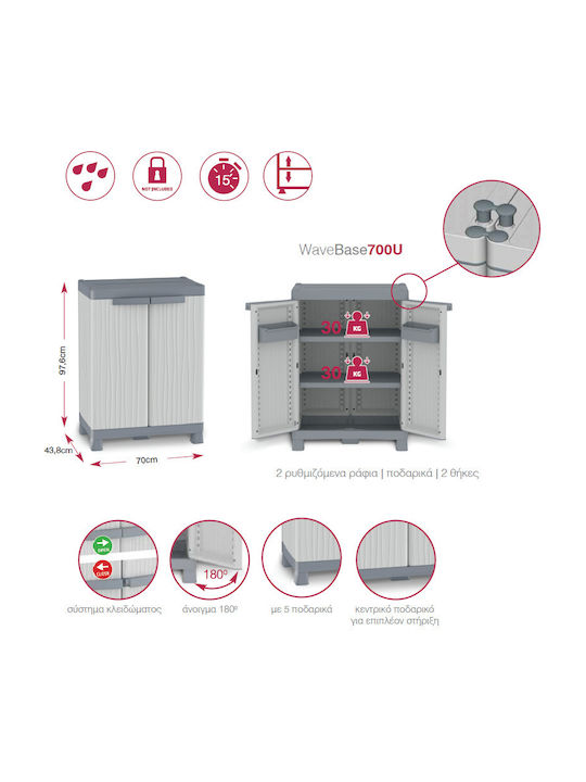 Terry Wardrobe Base 700u Wave 70,0x43,8x97,6cm Grey - Up to 12 Batches