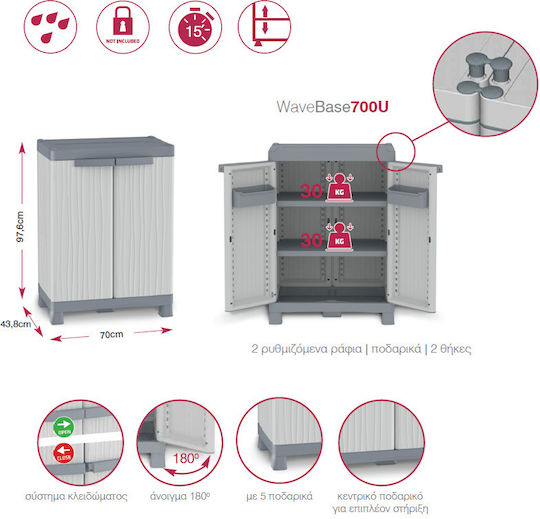 Terry Wardrobe Base 700u Wave 70,0x43,8x97,6cm Grey - Up to 12 Batches