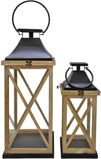 Φαναρια Ξυλινα Σετ Των 2 Τεμαχιων 25,5x25,5x61,5εκ & 18x18x44εκ. Με Μαυρη Μεταλλικη Οροφη Ankor 831760 Φαναρια Ξυλινα Σετ Των 2 Τεμαχιων 25,5x25,5x61,5εκ & 18x18x44εκ. Με Μαυρη Μεταλλικη Οροφη Ankor 831760