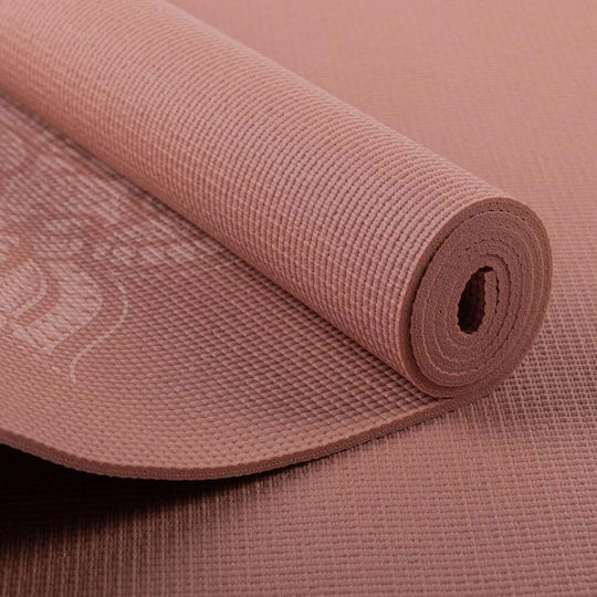 Bodhi Yoga Mat Leela With Line "mehndi Mandala" - Rose Tan 183 X 60 Cm, 4.5 Mm Weight: 1,4 Kg