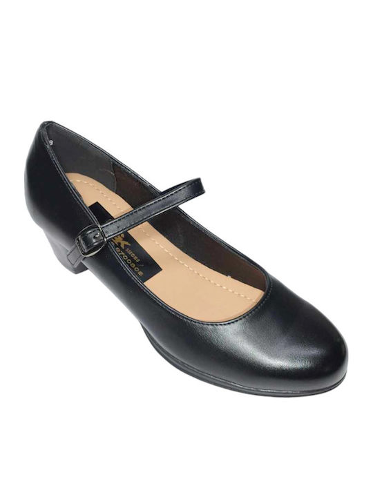 Pantofi cu Toc Mary Jane Negri pentru Femei Cod 399 Înălțime Toc 4.5cm