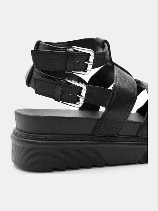 Gladiator-Plattformen mit Doppel-Schnallen 4110901-schwarz