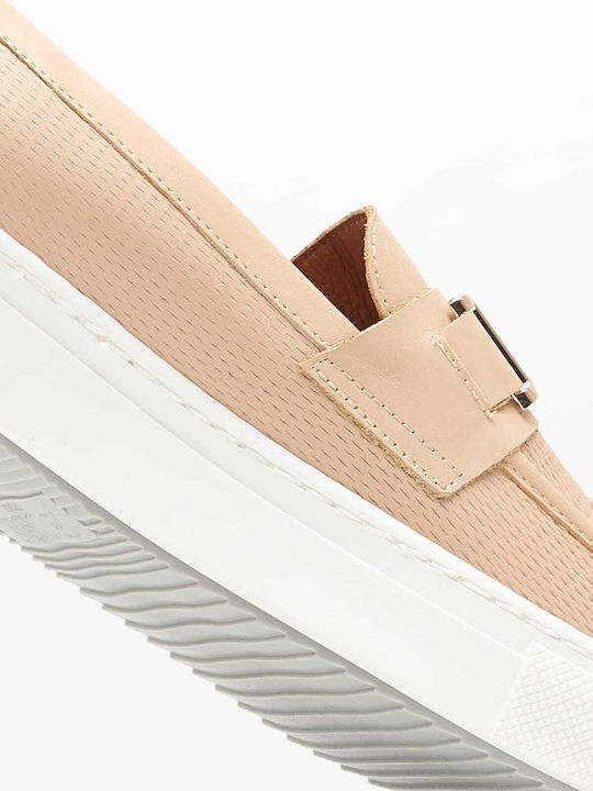 Γυναικεία Μοκασίνια Zwch256 Μπεζ Δέρμα Boss Shoes