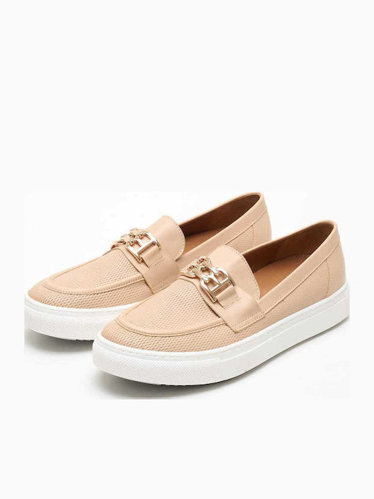 Γυναικεία Μοκασίνια Zwch256 Μπεζ Δέρμα Boss Shoes