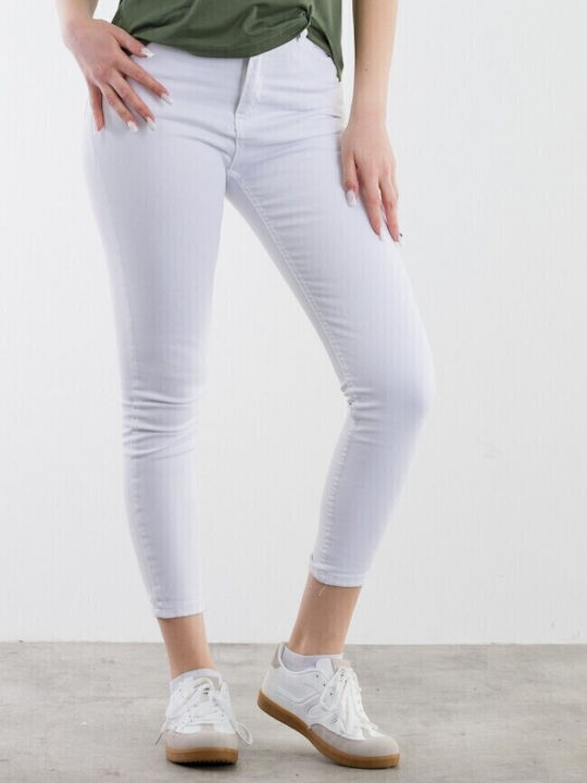 Blugi de damă cu croială slim White