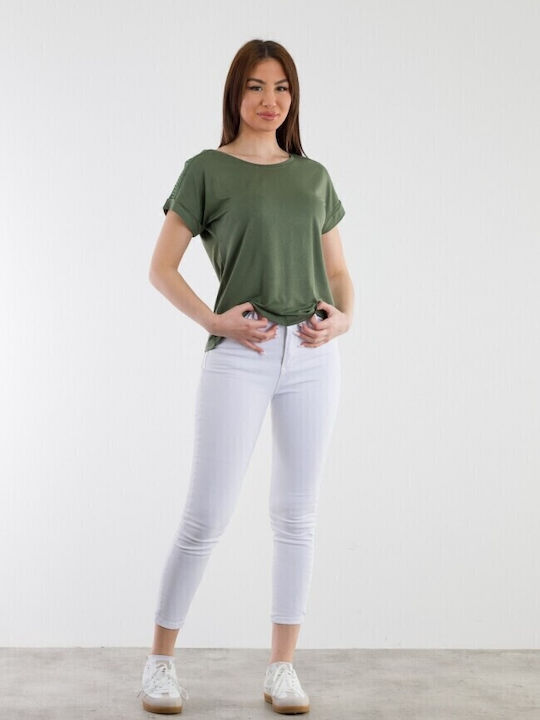 Blugi de damă cu croială slim White