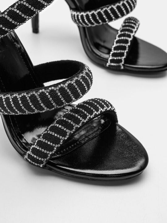 Sandalen mit drehbarem Riemen und Strass 4112701-schwarz