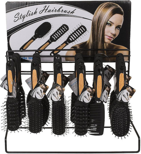 Hair Brush Black/Natural Plastic 18cm In 6 types