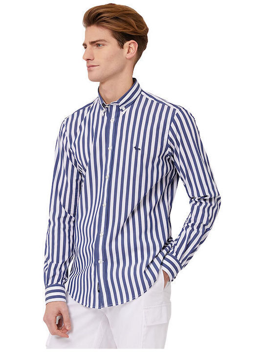 Harmont & Blaine Men's Shirt Long Sleeve Cotton Striped Navy Blue