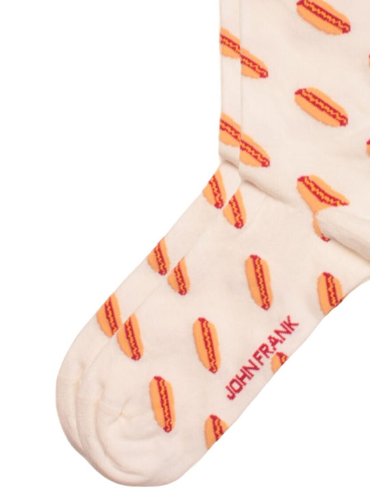 Κάλτσα Ανδρική Hot Dog Ecru John Frank Jflsfun66-εκρού