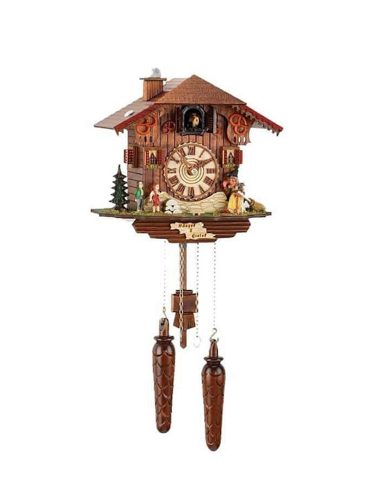 Cuckoo Clock With Handmade Hansel and Gretel and Alpine House Representation